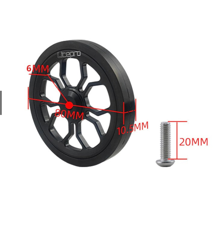 Litepro Folding Bike Easywheels Hollow Spider Bearing 82mm Enlarged Push Wheel For Brompton Bicycle Easy Wheel