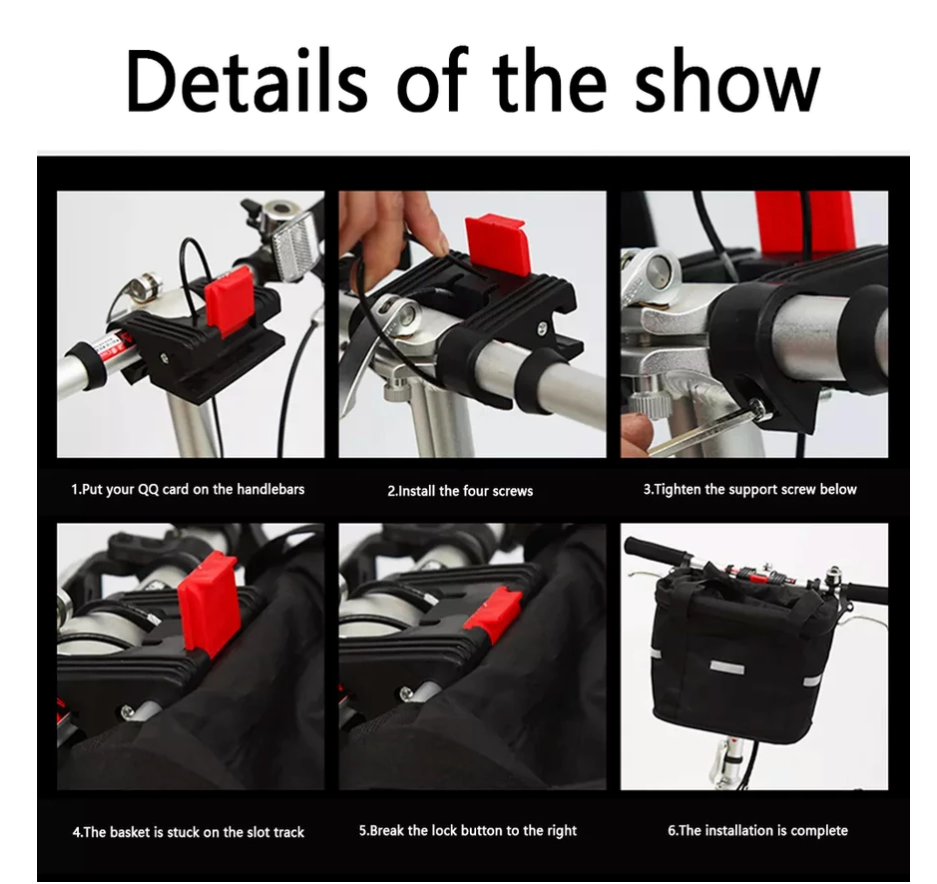 OUGO Bicycle Front Basket Removable Waterproof Bike Handlebar Basket Pet Carrier Frame Bag