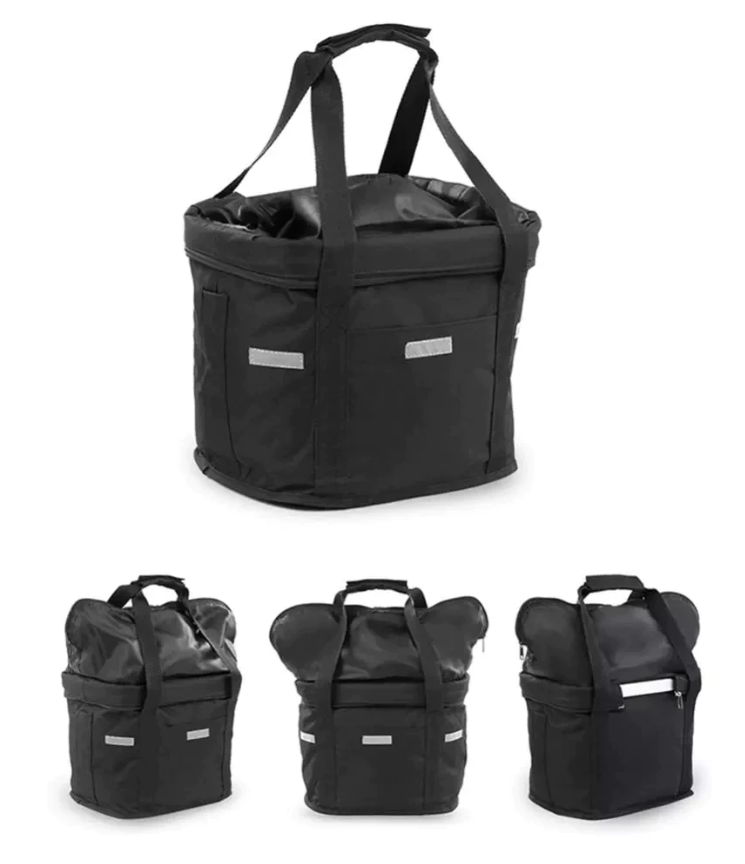 OUGO Bicycle Front Basket Removable Waterproof Bike Handlebar Basket Pet Carrier Frame Bag