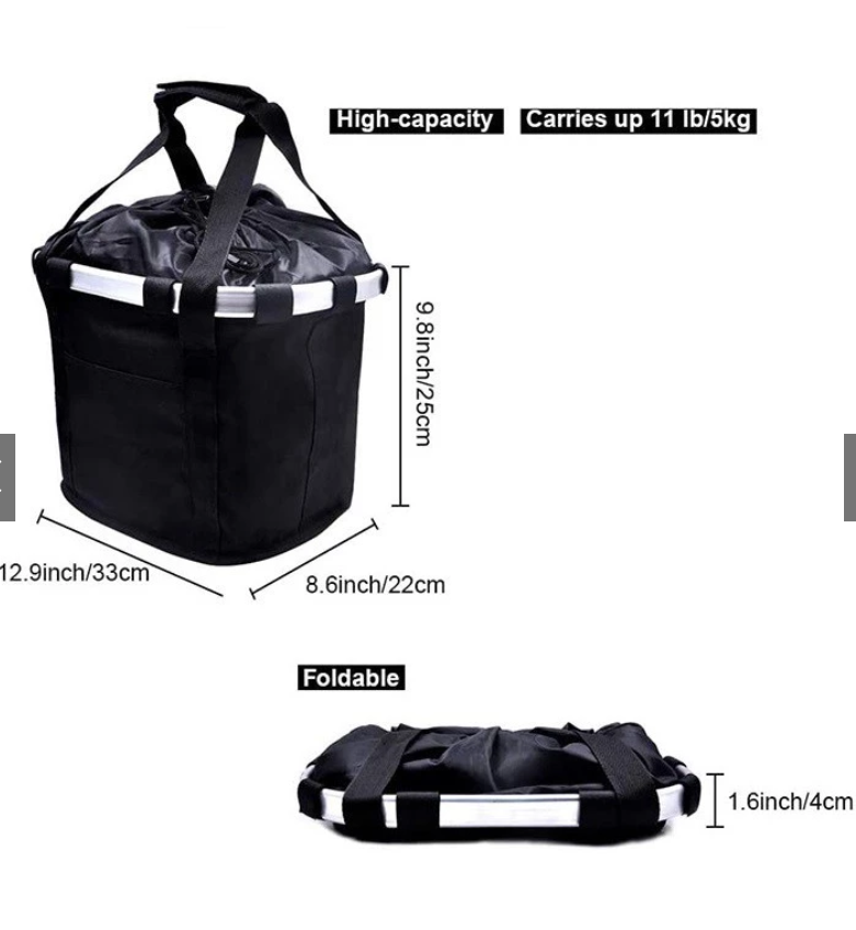 OUGO Bicycle Front Basket Removable Waterproof Bike Handlebar Basket Pet Carrier Frame Bag