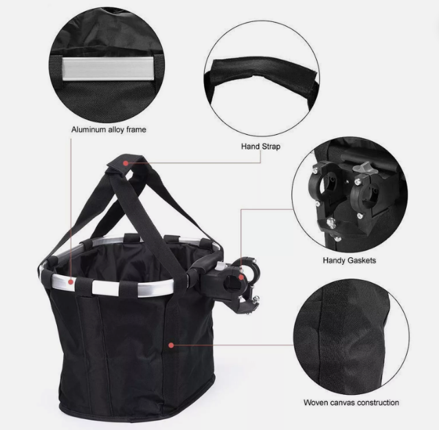OUGO Bicycle Front Basket Removable Waterproof Bike Handlebar Basket Pet Carrier Frame Bag