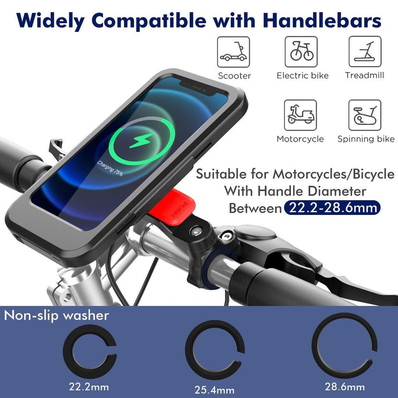 Waterproof Bicycle Phone Holder  Wireless Charging Stand Bike Motorcycle Handlebars Mobile Phone Holder