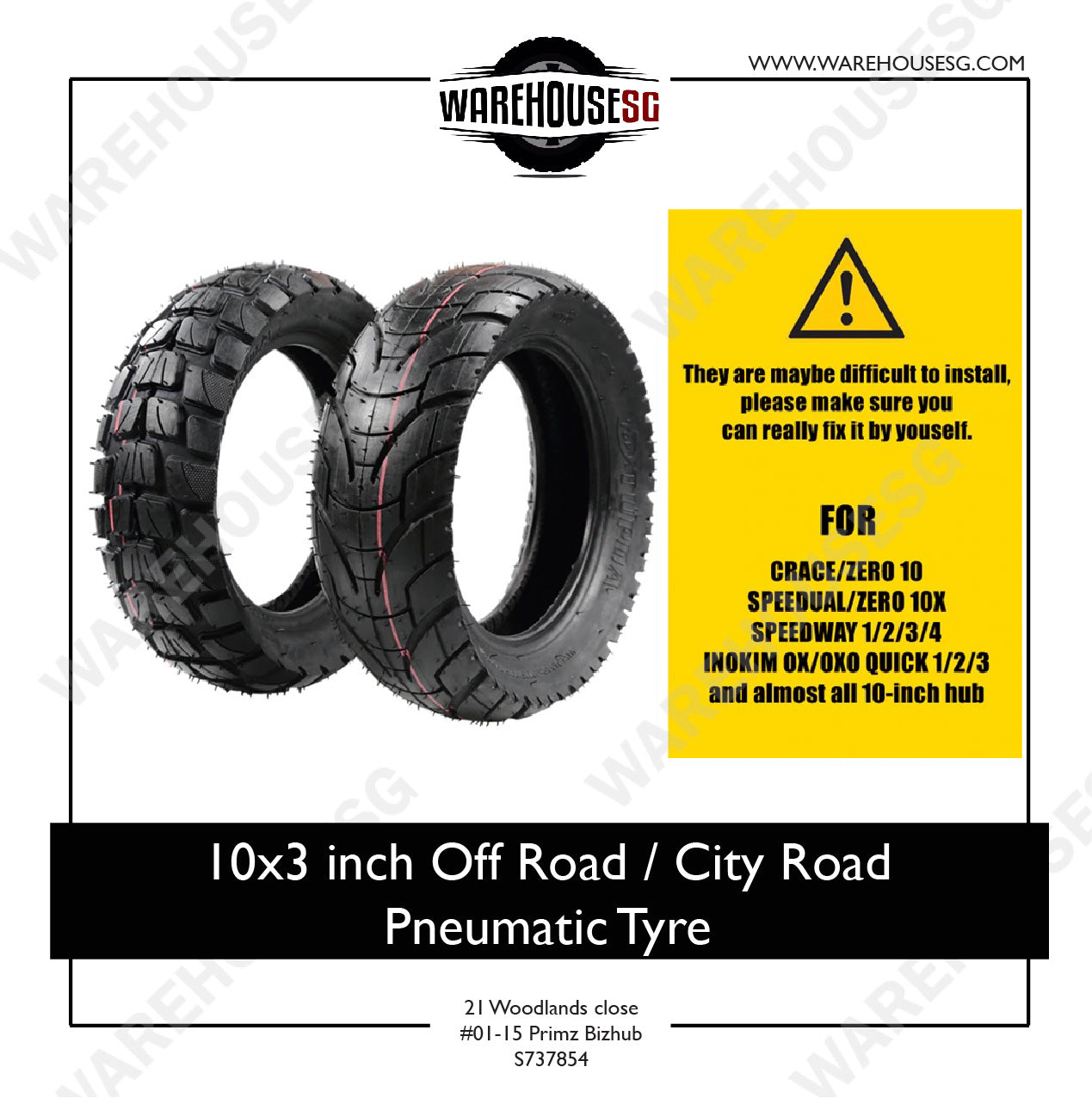 10" x 3.0" Off Road/ City Road Pneumatic Tyre for Electric Scooter