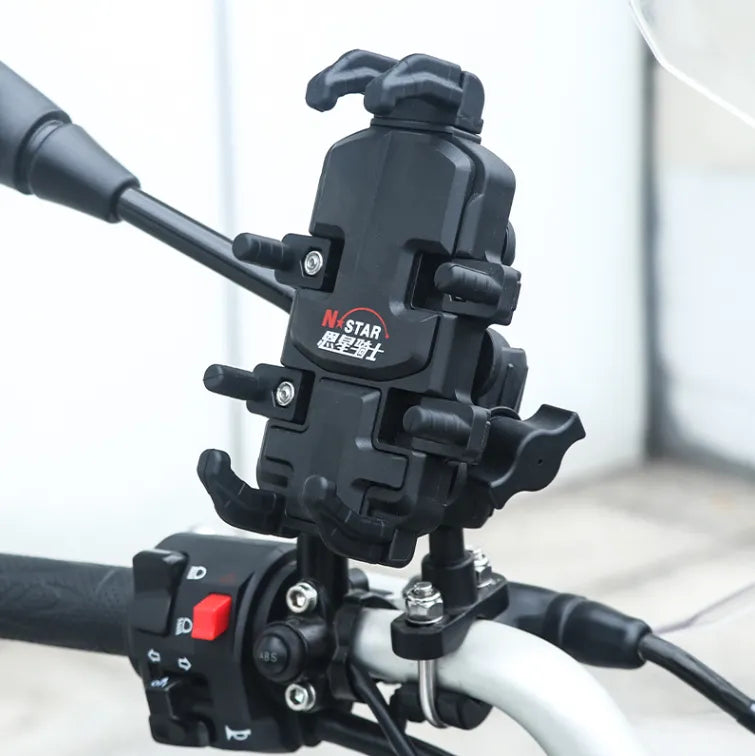 NStar Motorcycle Phone Holder Aluminium Alloy 8 Grips Bike MTB Bicycle Phone Holder E-Bike Road Bike Handlebar Phone Holder