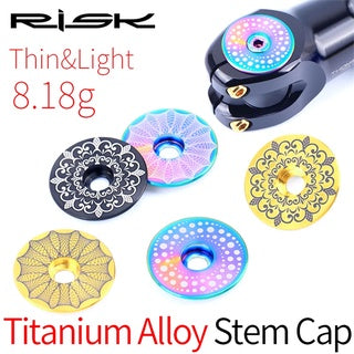 Risk Ti Titanium Headset Stem Top Cap 1-1/8" with Titanium Bolt M6 x 30mm Spacer Kit Stem Cap
