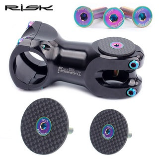 Risk Ti Titanium 1 1/8” (28.6mm) Headset Stem Top Cap, Carbon Fiber with M6 X 30 Titanium