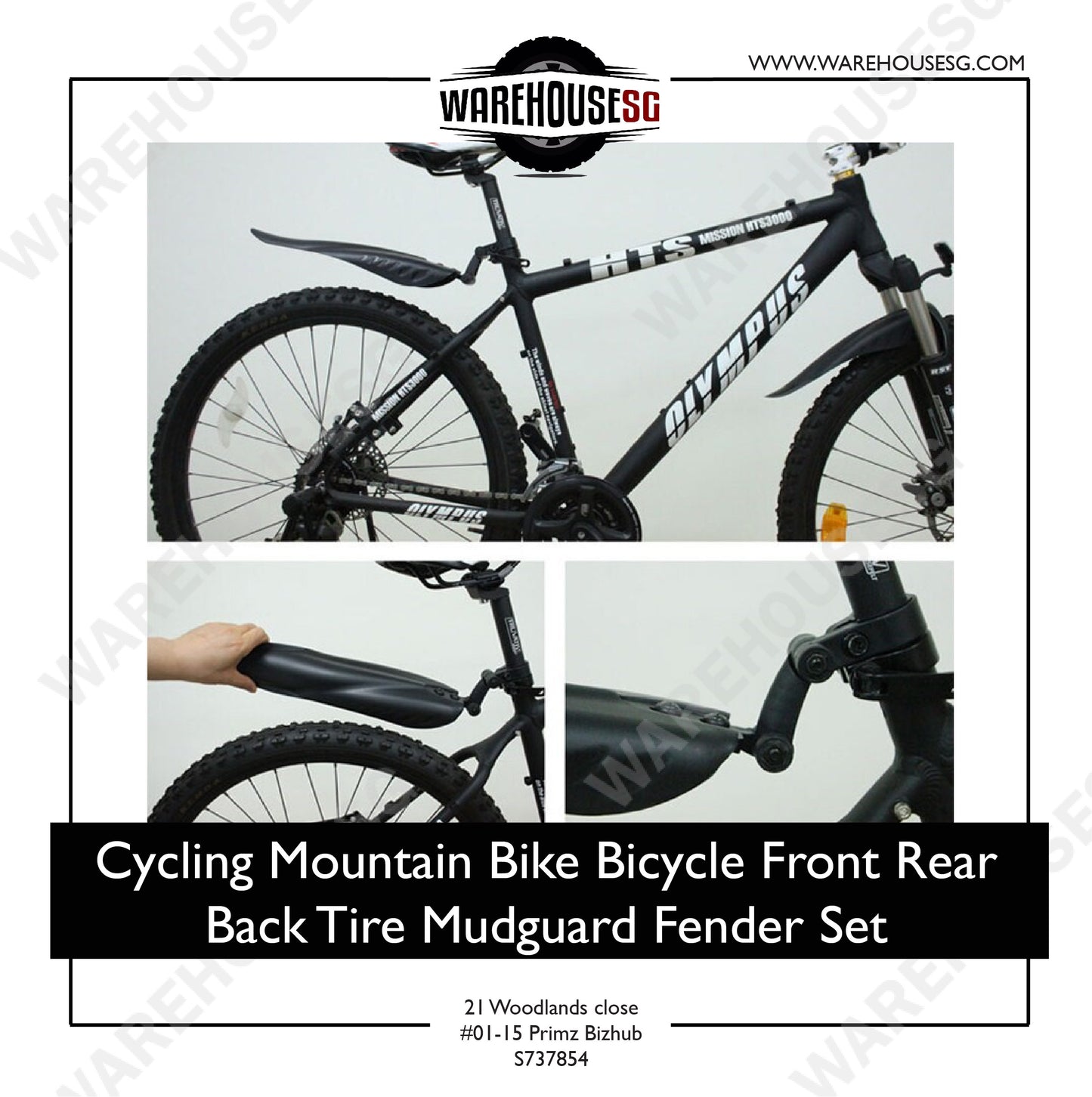 Cycling Mountain Bike Bicycle Front Rear Back Tire Mudguard Mud Guard Fender Set