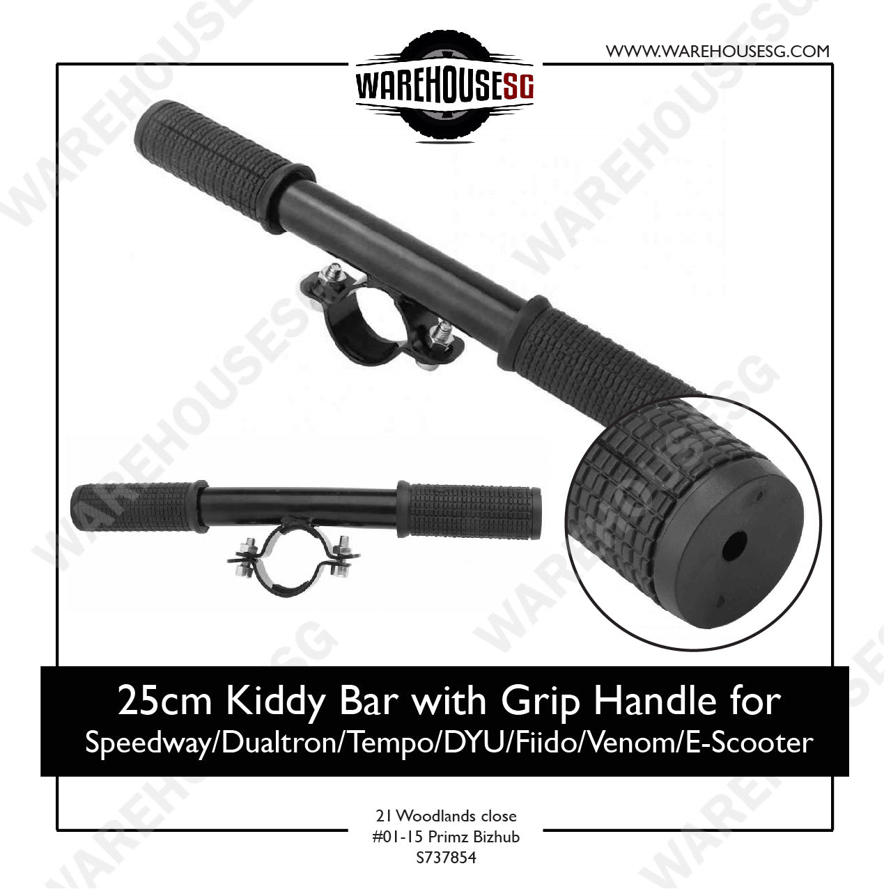25cm Kiddy Bar with Grip Handle for Speedway/Dualtron/Tempo/DYU/Fiido/Venom/E-Scooter