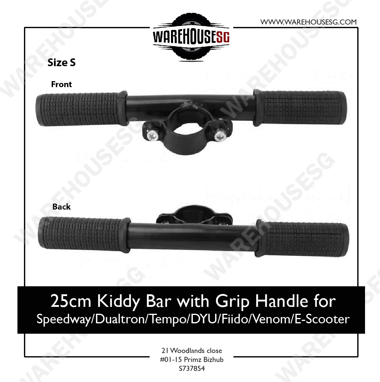 25cm Kiddy Bar with Grip Handle for Speedway/Dualtron/Tempo/DYU/Fiido/Venom/E-Scooter