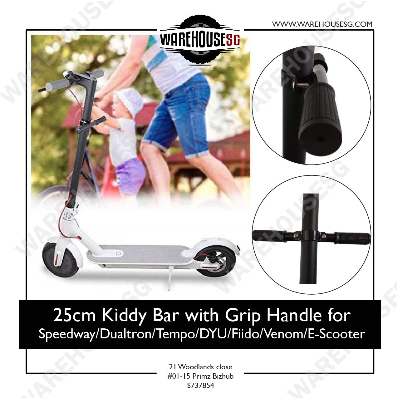 25cm Kiddy Bar with Grip Handle for Speedway/Dualtron/Tempo/DYU/Fiido/Venom/E-Scooter