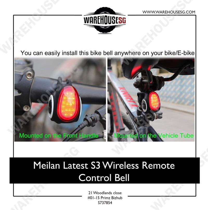 Meilan Latest S3 Wireless Remote Control Bell for Bicycle/Scooter