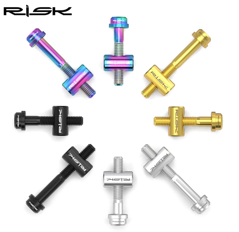 RISK 2Pcs Bike Seat Post Fixed Bolts TC4 Titanium Alloy M5*40MM MTB Road Bicycle Seatpost Saddle Fixed Screws Rainbow Gold