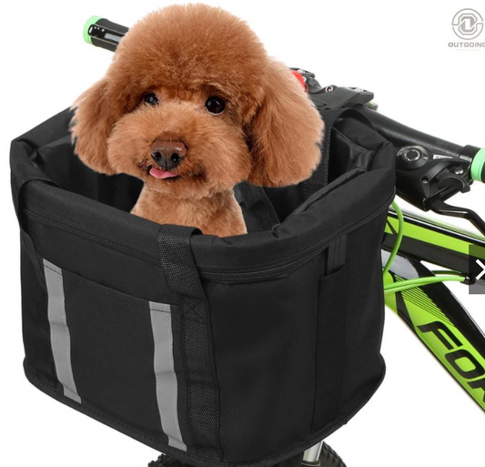 OUGO Bicycle Front Basket Removable Waterproof Bike Handlebar Basket Pet Carrier Frame Bag