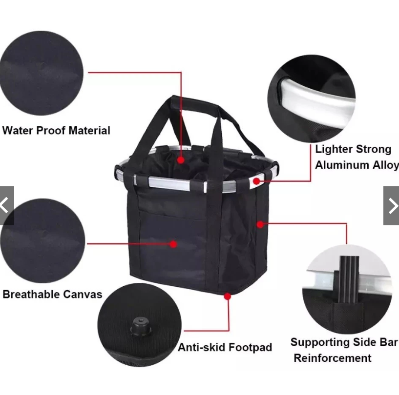 OUGO Bicycle Front Basket Removable Waterproof Bike Handlebar Basket Pet Carrier Frame Bag