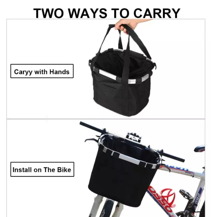 OUGO Bicycle Front Basket Removable Waterproof Bike Handlebar Basket Pet Carrier Frame Bag