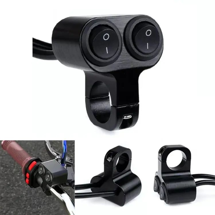 22mm 12V Motorcycle Handlebar Control 2 Point Metal Body Dual Button On Off Switch Headlight Flasher Dual Switch 2 Choic