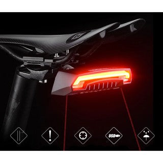 Rockbros Bicycle Rear Tailight with Wireless Remote Turn Signal and Laser Lane Indicator LKWD-R1