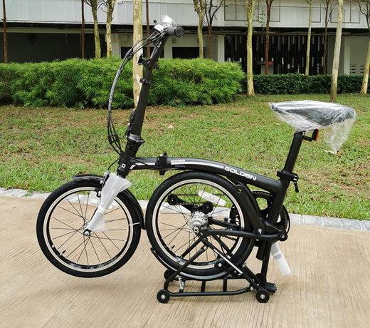 Trifold Foldable Brompton Design Golden Aluminium Bike