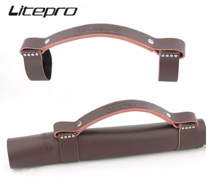 Litepro Retro Leather Velcro Portable handle Folding Bicycle Hand Buckle For Brompton 3sixty Folding bike