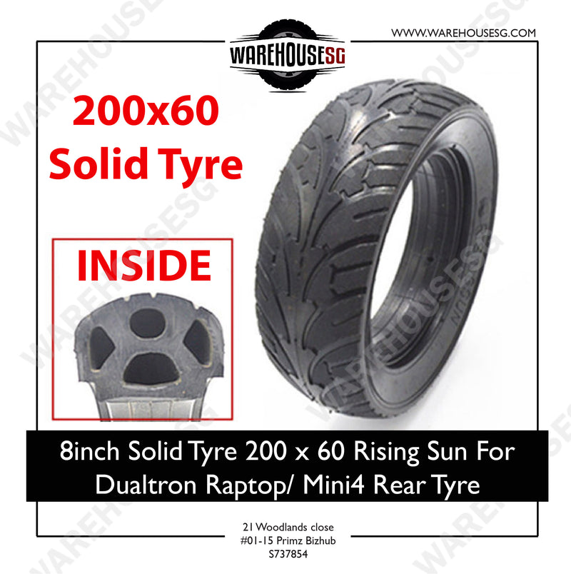 8 inch Solid Tyre 200 x 60 Rising Sun For Dualtron/ Raptop Mini4 Rear Tyre