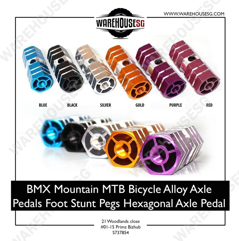 BMX Mountain MTB Bicycle Alloy Axle Pedals Foot Stunt Pegs Hexagonal Axle Pedal