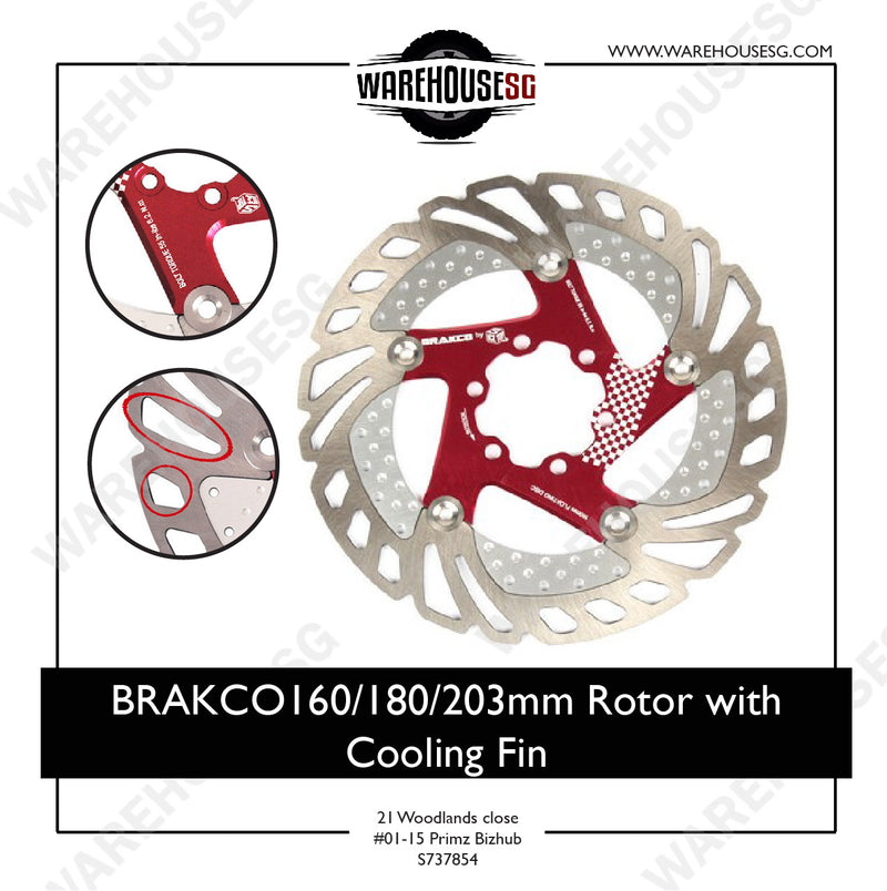 BRAKCO Mtb / DH Bike Brake Rotors 160/180/203 mm Rapid Cooling Float Disc Brake Rotor