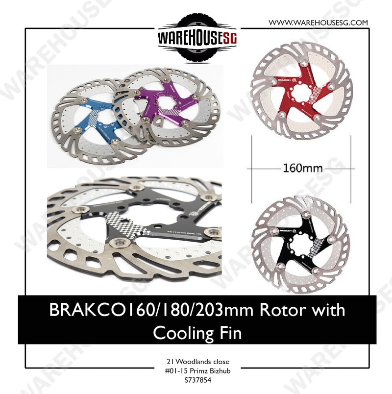 BRAKCO Mtb / DH Bike Brake Rotors 160/180/203 mm Rapid Cooling Float Disc Brake Rotor