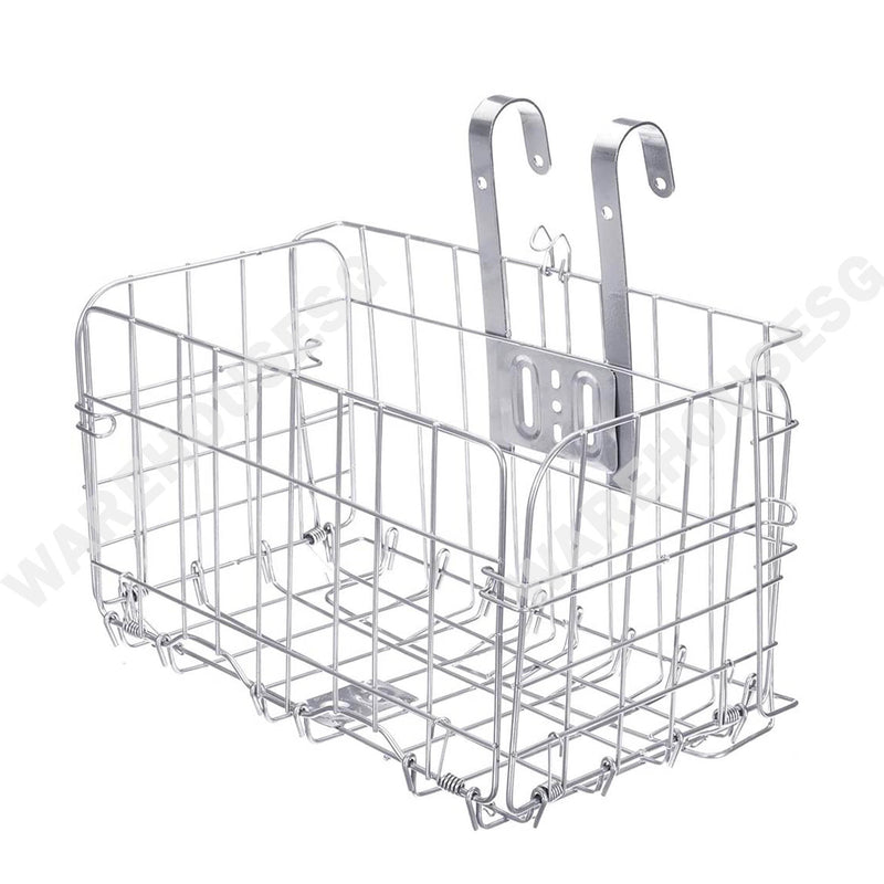 Foldable Metal Front/Rear Hanging Basket for Bicycle