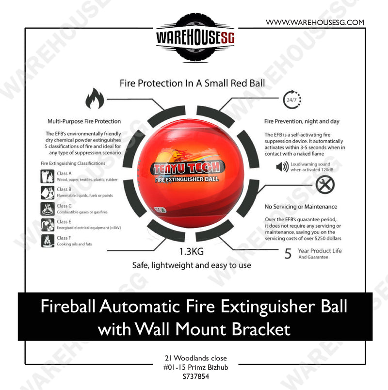TENYU TECH Fireball Automatic Fire Extinguisher Ball with Wall Mount Bracket