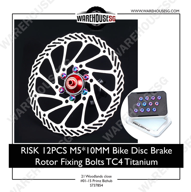 RISK 12PCS M5*10MM Bike Disc Brake Rotor Fixing Bolts TC4 Titanium