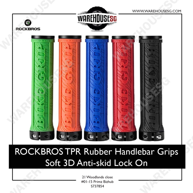 ROCKBROS TPR Rubber Handlebar Grips Soft 3D Anti-skid Lock On