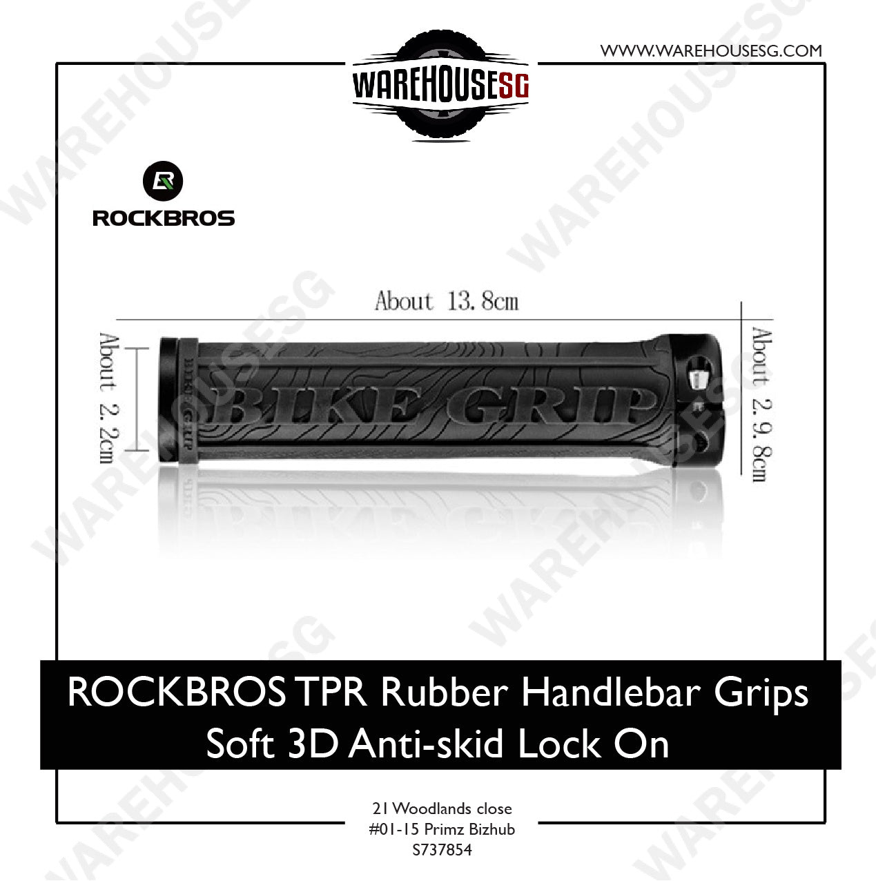 ROCKBROS TPR Rubber Handlebar Grips Soft 3D Anti-skid Lock On