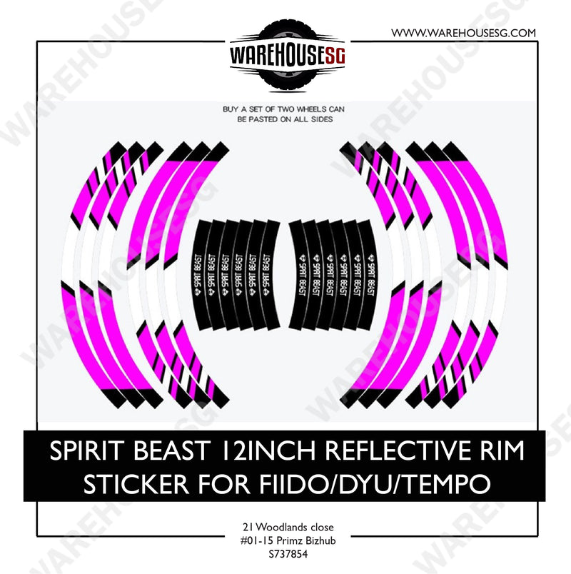 SPIRIT BEAST 12INCH REFLECTIVE RIM STICKER FOR FIIDO/DYU/TEMPO