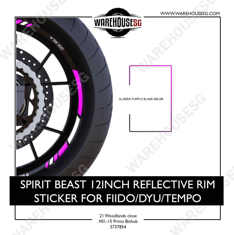 SPIRIT BEAST 12INCH REFLECTIVE RIM STICKER FOR FIIDO/DYU/TEMPO