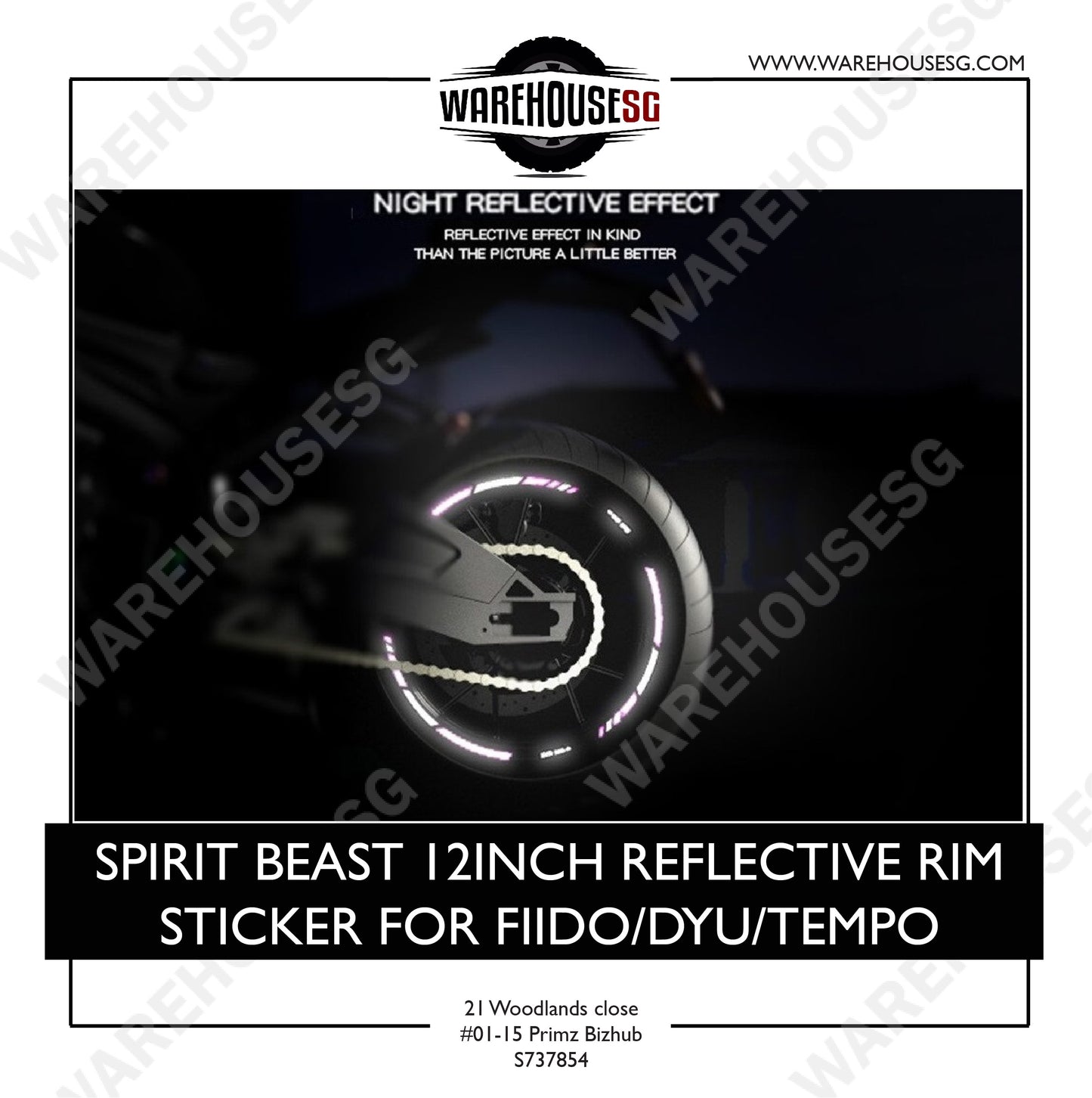 SPIRIT BEAST 12INCH REFLECTIVE RIM STICKER FOR FIIDO/DYU/TEMPO