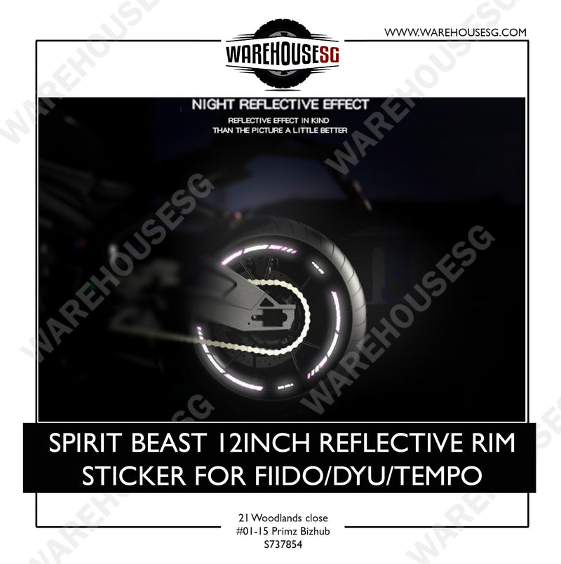 SPIRIT BEAST 12INCH REFLECTIVE RIM STICKER FOR FIIDO/DYU/TEMPO