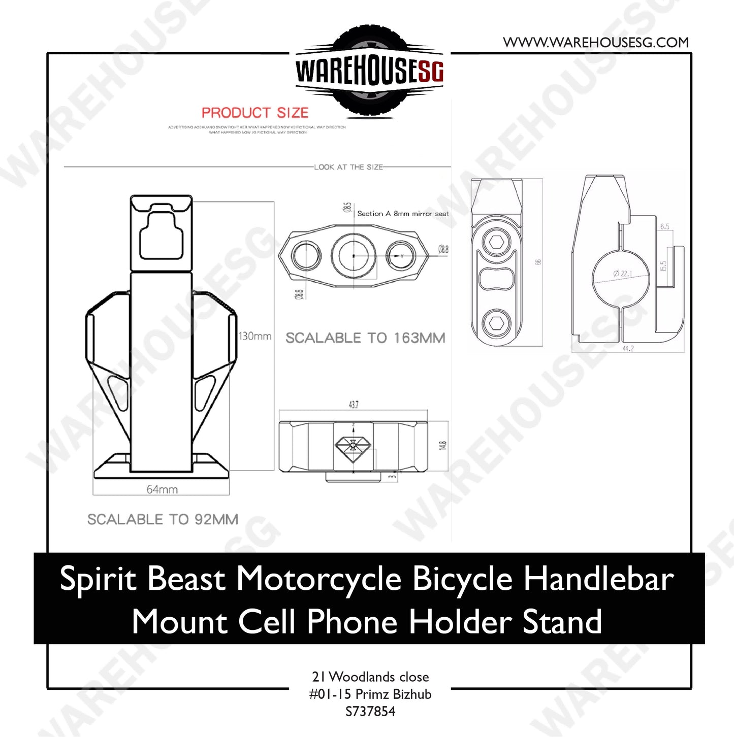 Spirit Beast Motorcycle Bicycle Handlebar Mount Cell Phone Holder Stand
