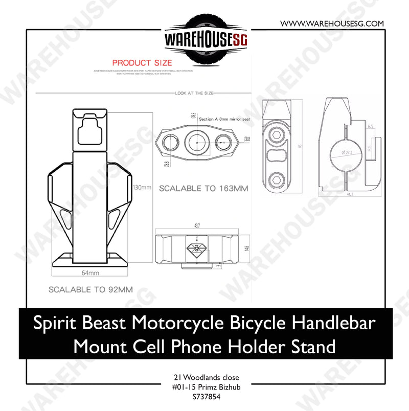 Spirit Beast Motorcycle Bicycle Handlebar Mount Cell Phone Holder Stand