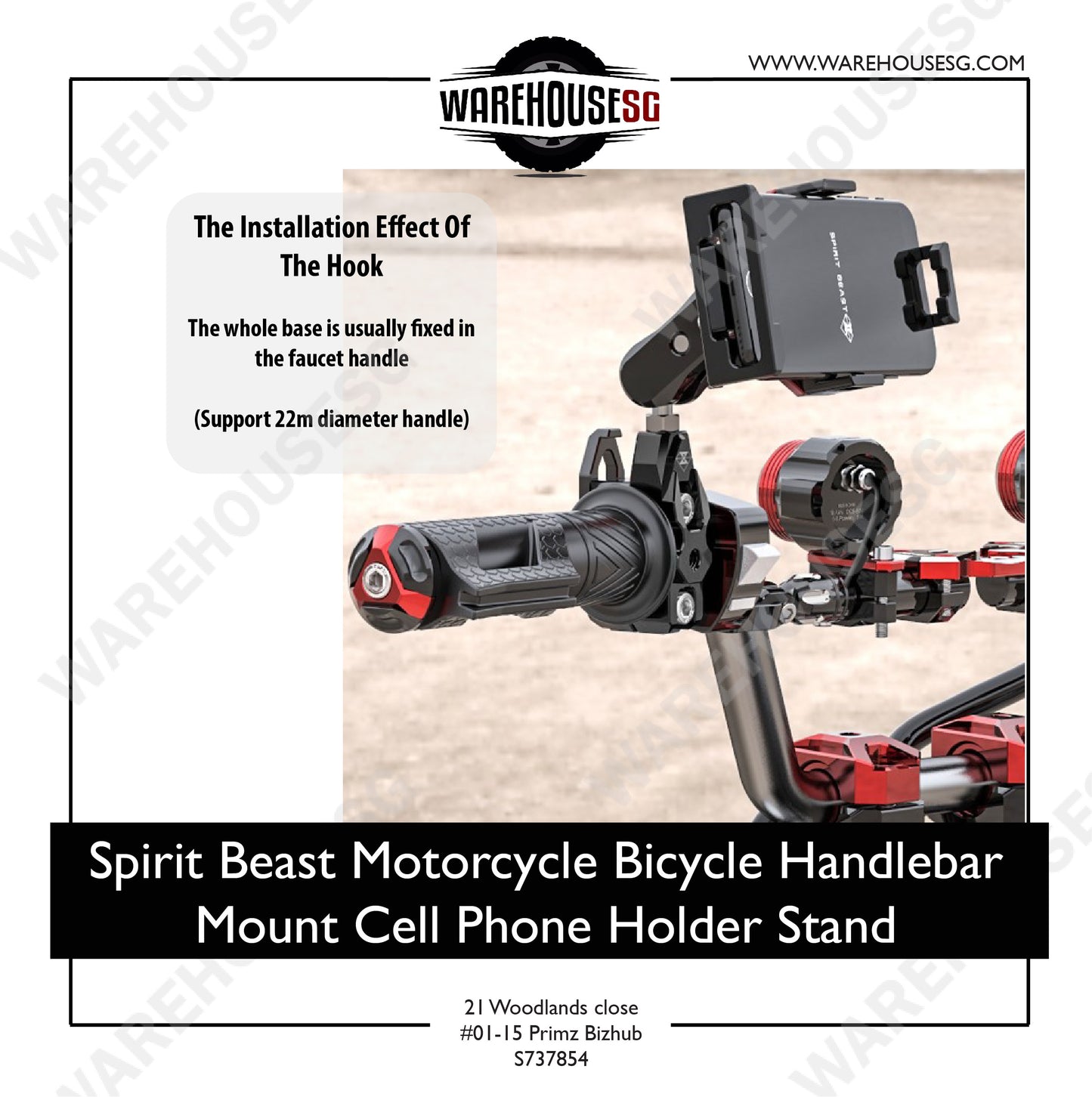 Spirit Beast Motorcycle Bicycle Handlebar Mount Cell Phone Holder Stand