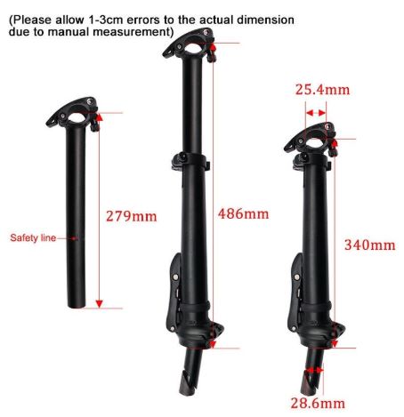 Folding Bike Adjust Stem 1-1/8" 6061 Aluminum Bicycle Handlebar Stem Foldable Bicycle Telescoping Stems