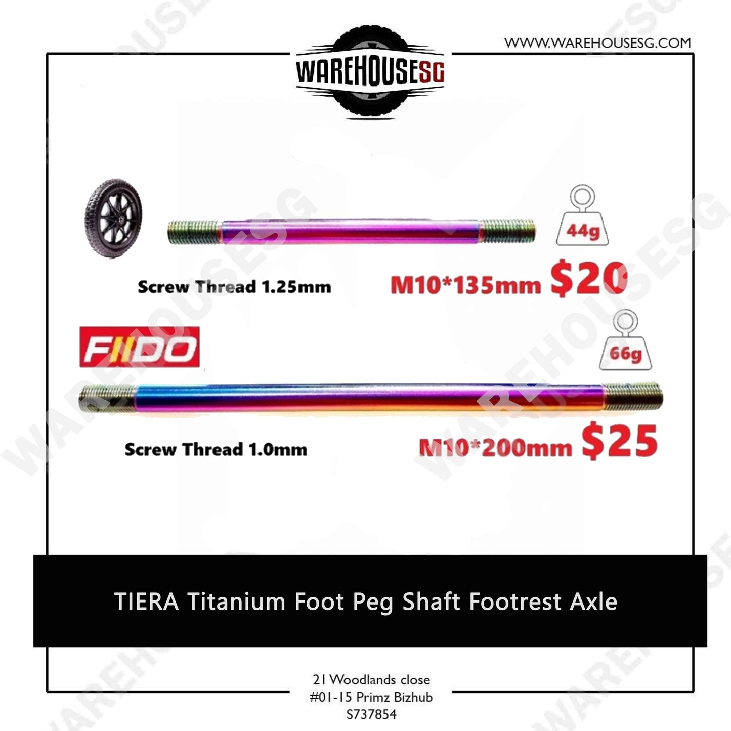 Titanium Foot Peg Shaft Footrest Axle