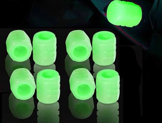 Luminous Tire Valve Caps Fluorescent Green Blue Night Glowing Car Motorcycle Bicycle Wheel Styling Tyre Hub Luminous Cap Decor