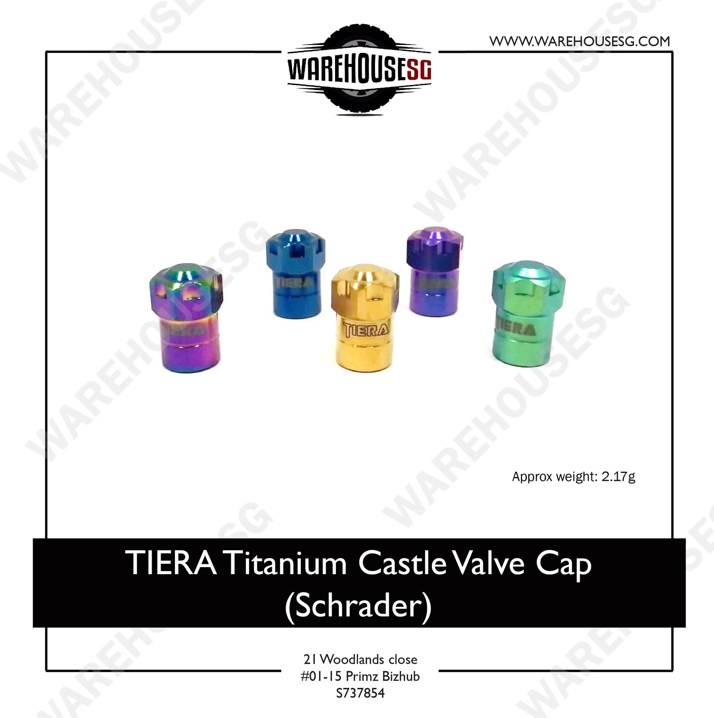 TIERA Titanium Castle Valve Cap (Schrader)