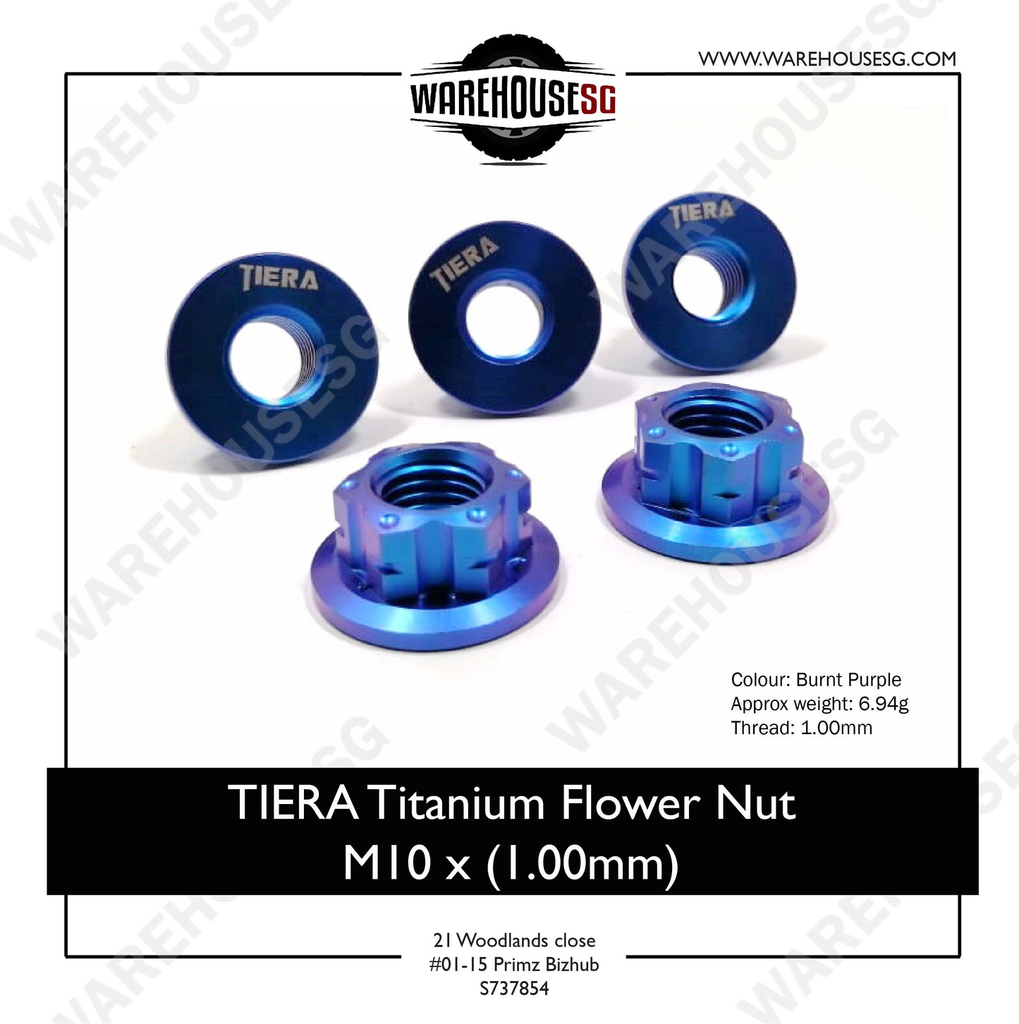 TIERA Titanium Flower Nut M10 x (1.00mm)