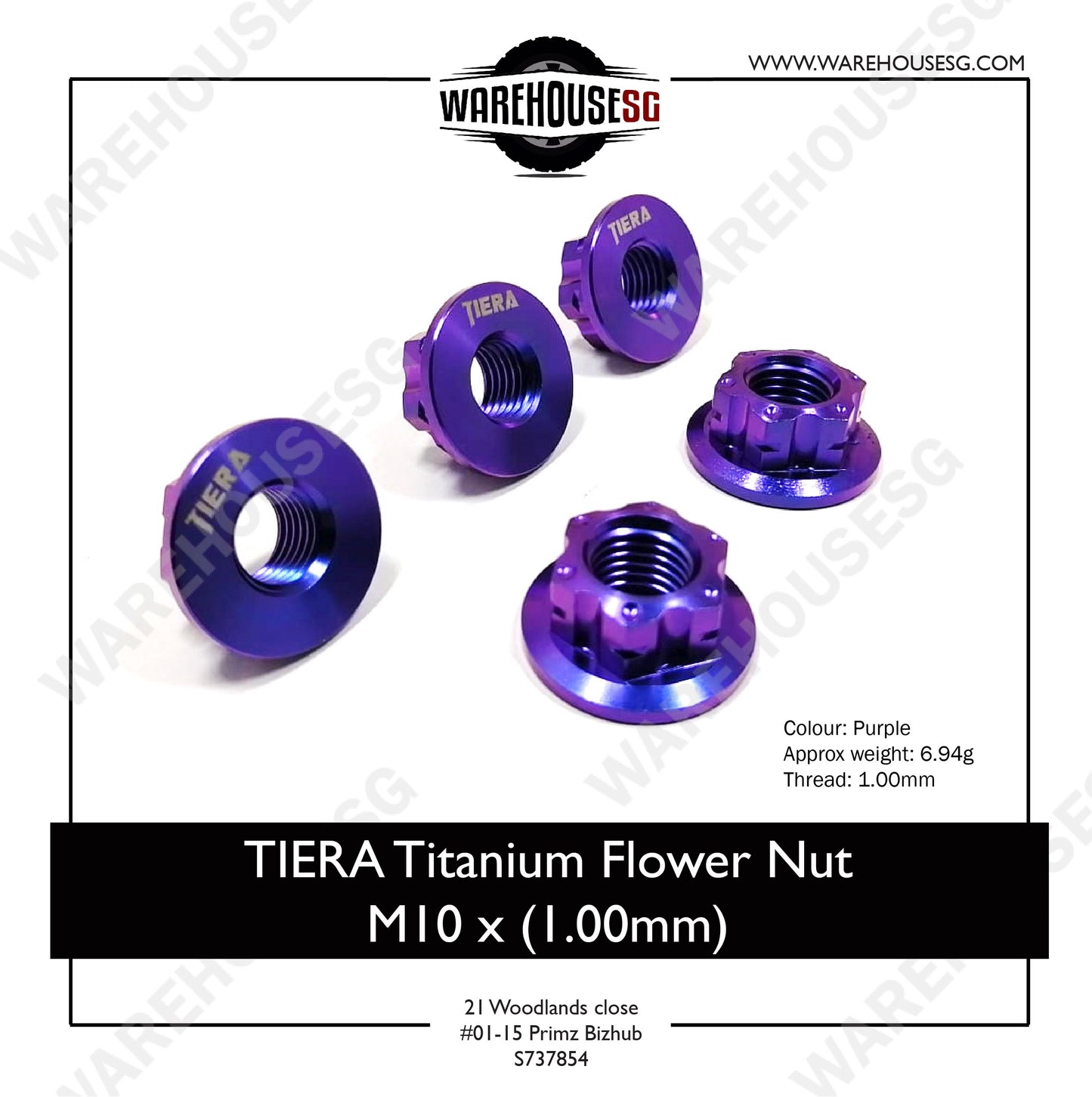 TIERA Titanium Flower Nut M10 x (1.00mm)