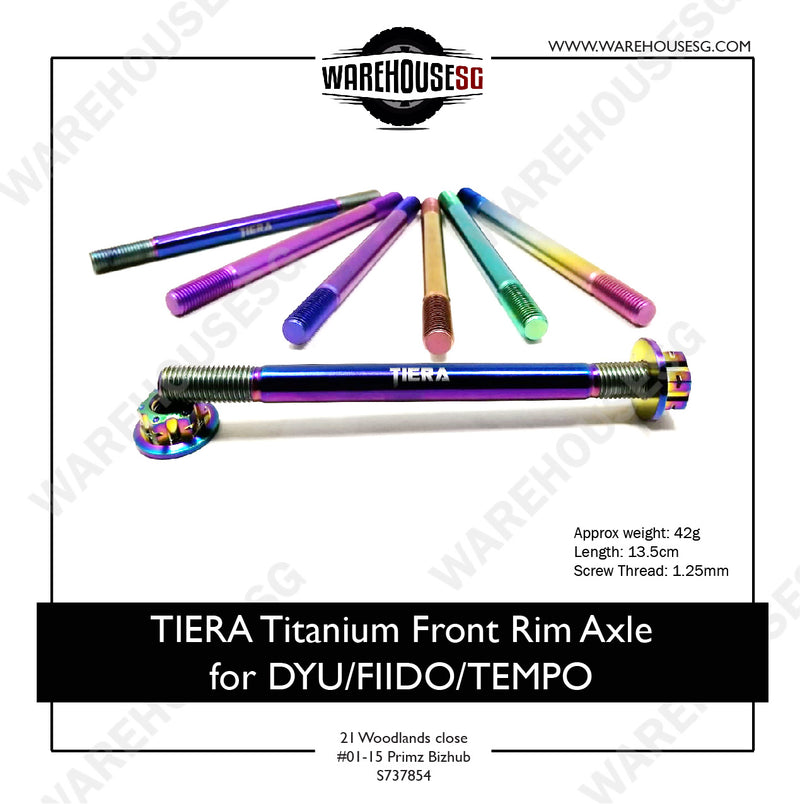 TIERA Titanium Front Rim Axle M10x135mm (1.25mm)