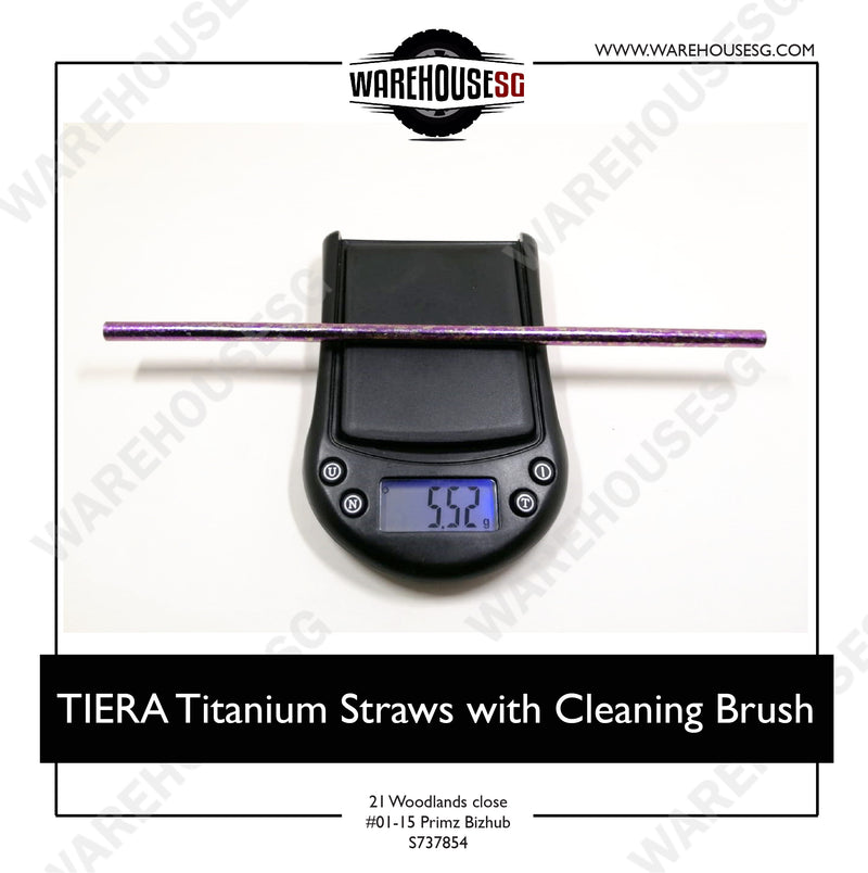 TIERA Titanium Straws with Cleaning Brush- Bend/Straight