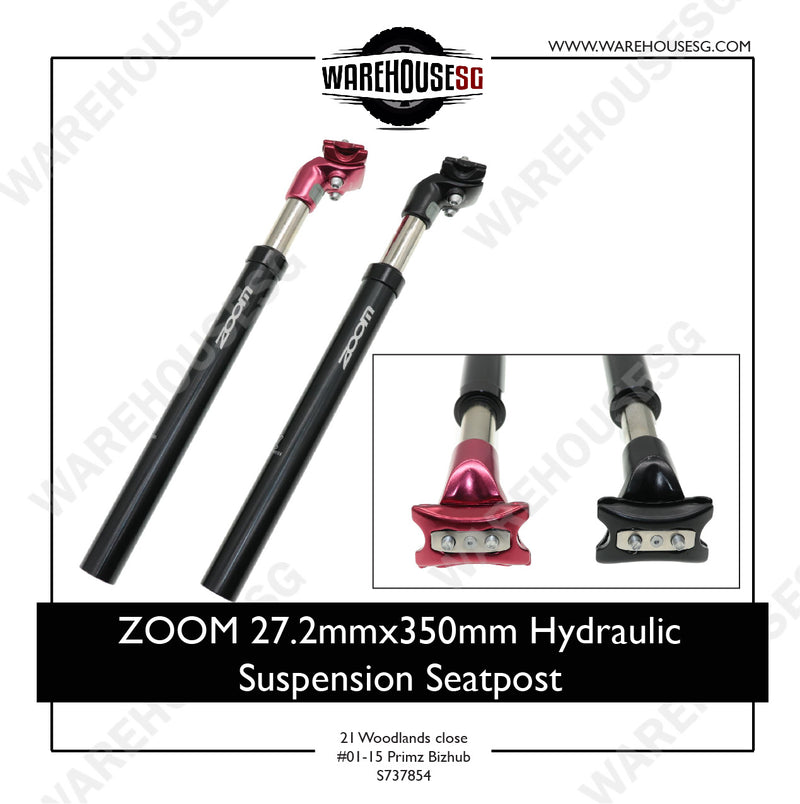 ZOOM 27.2/31.6mmx350mm Hydraulic Suspension Seatpost for MTB Bike/ Bicycle / Electric Scooter