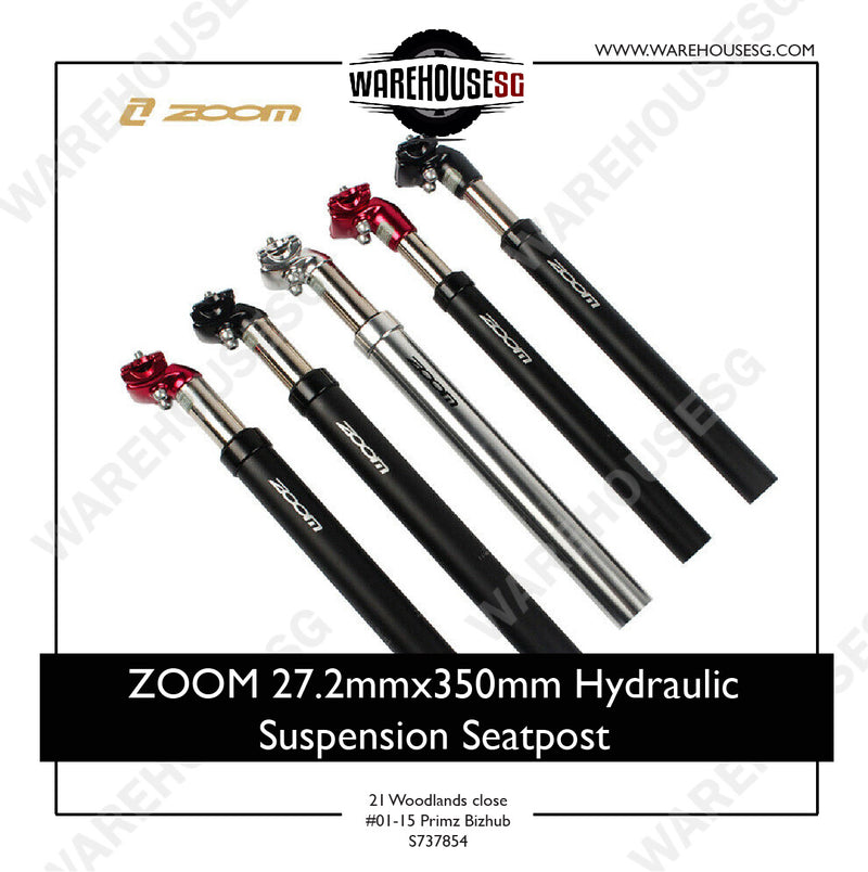 ZOOM 27.2/31.6mmx350mm Hydraulic Suspension Seatpost for MTB Bike/ Bicycle / Electric Scooter