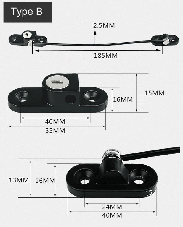 Child Safety Window Lock Door Security Cable Lock Windows & Door Restrictor